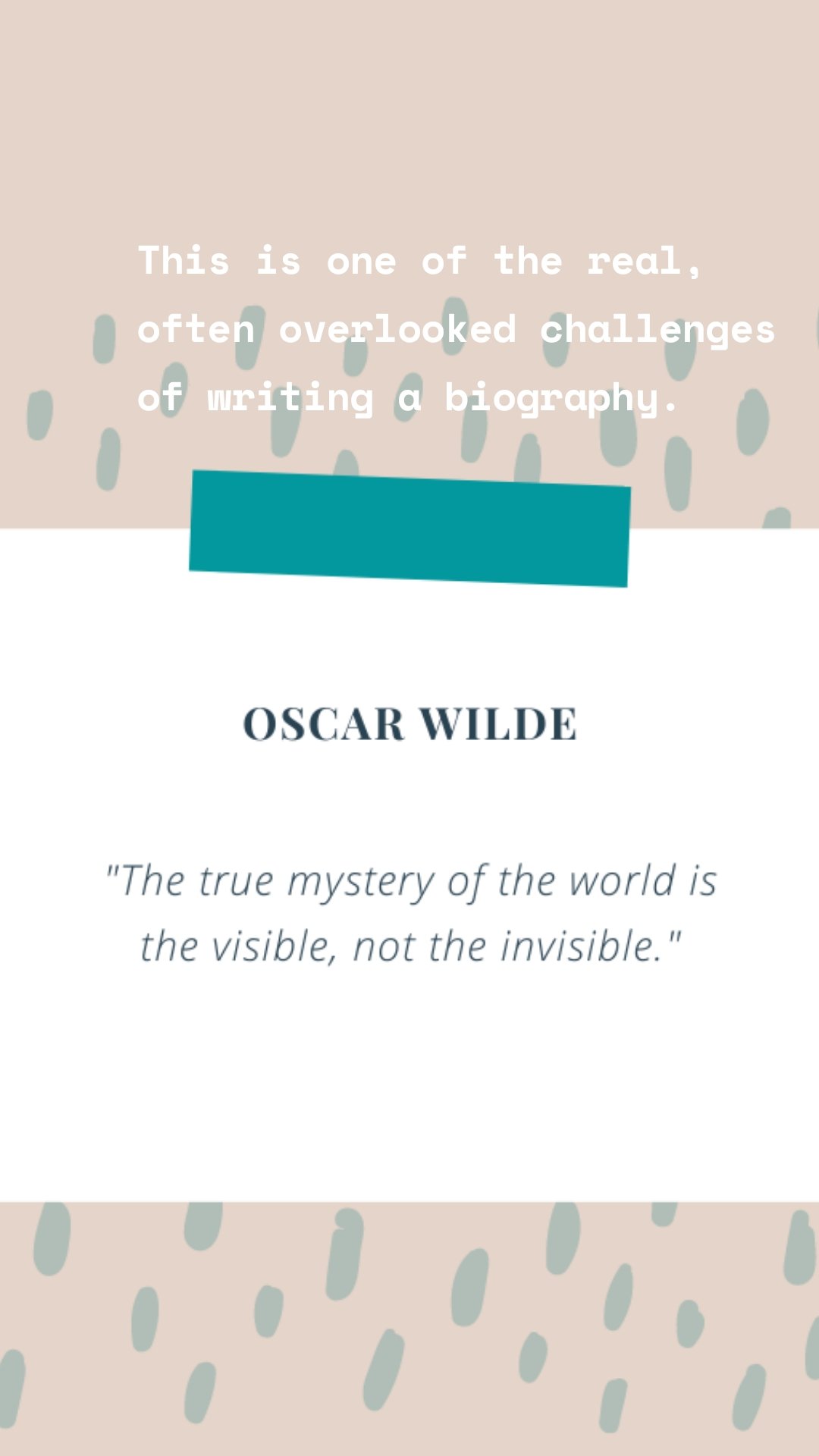 This is one of the real, often overlooked challenges of writing a biography. 